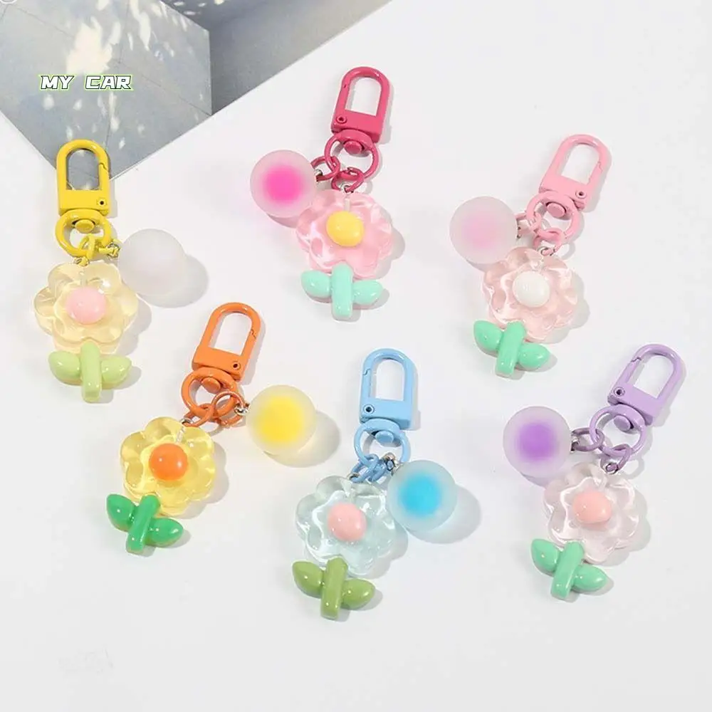 

Transparent Acrylic Flower Key Chain Backpack Charms Acrylic DIY Chain Pendant Key Ring Ornaments Korean Style