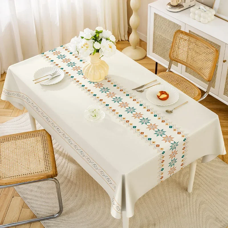 Ins Simple Pvc Waterproof Tablecloth High-End Multifunctional Dining Table Decor for Kitchen Oil-Proof Wear-Resistant Table Mat