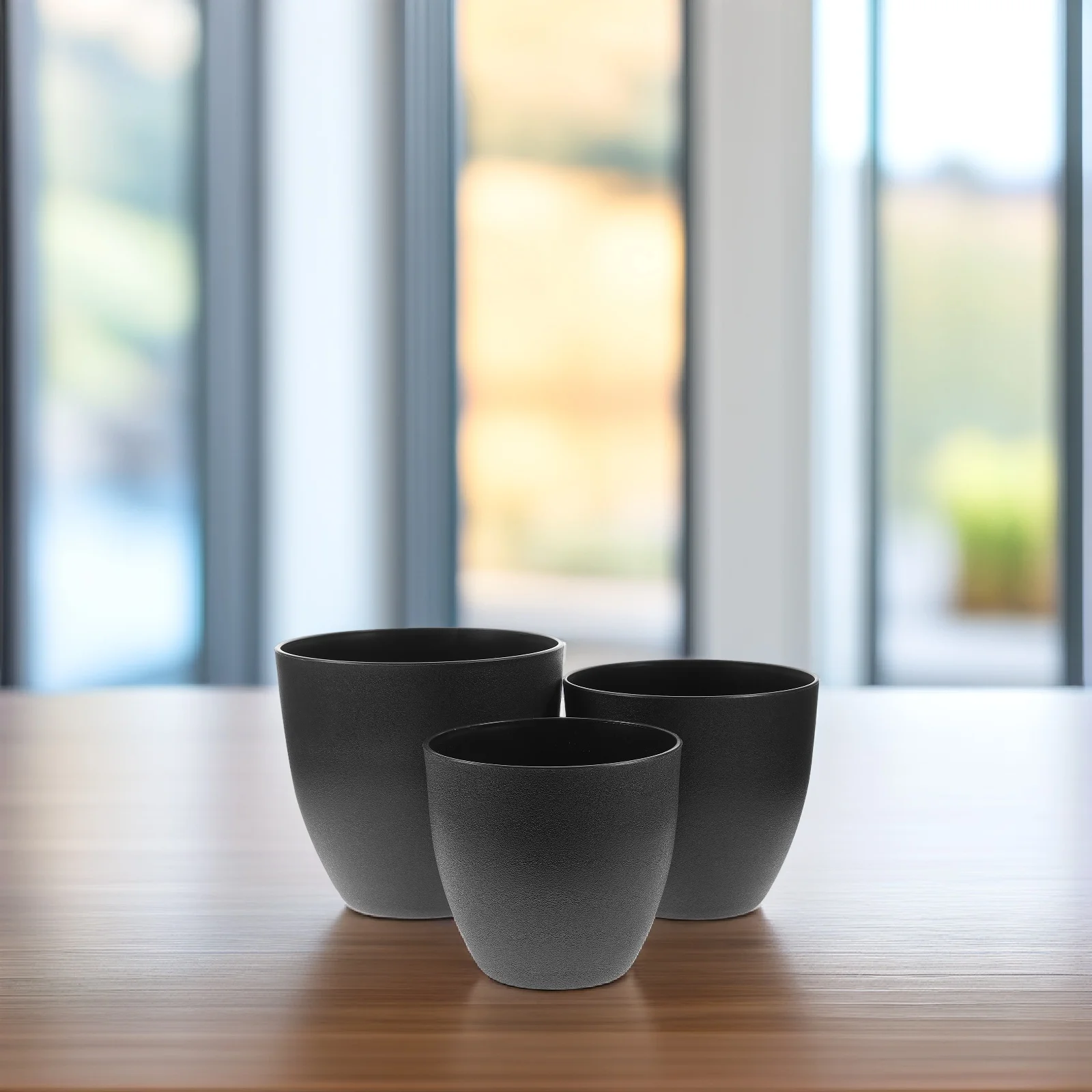 

3Pcs Frosted Stone Plant Pots Lightweight Plastic Planters Garden Balcony Flower Nursery Pots for Succulents Outdoor Planting