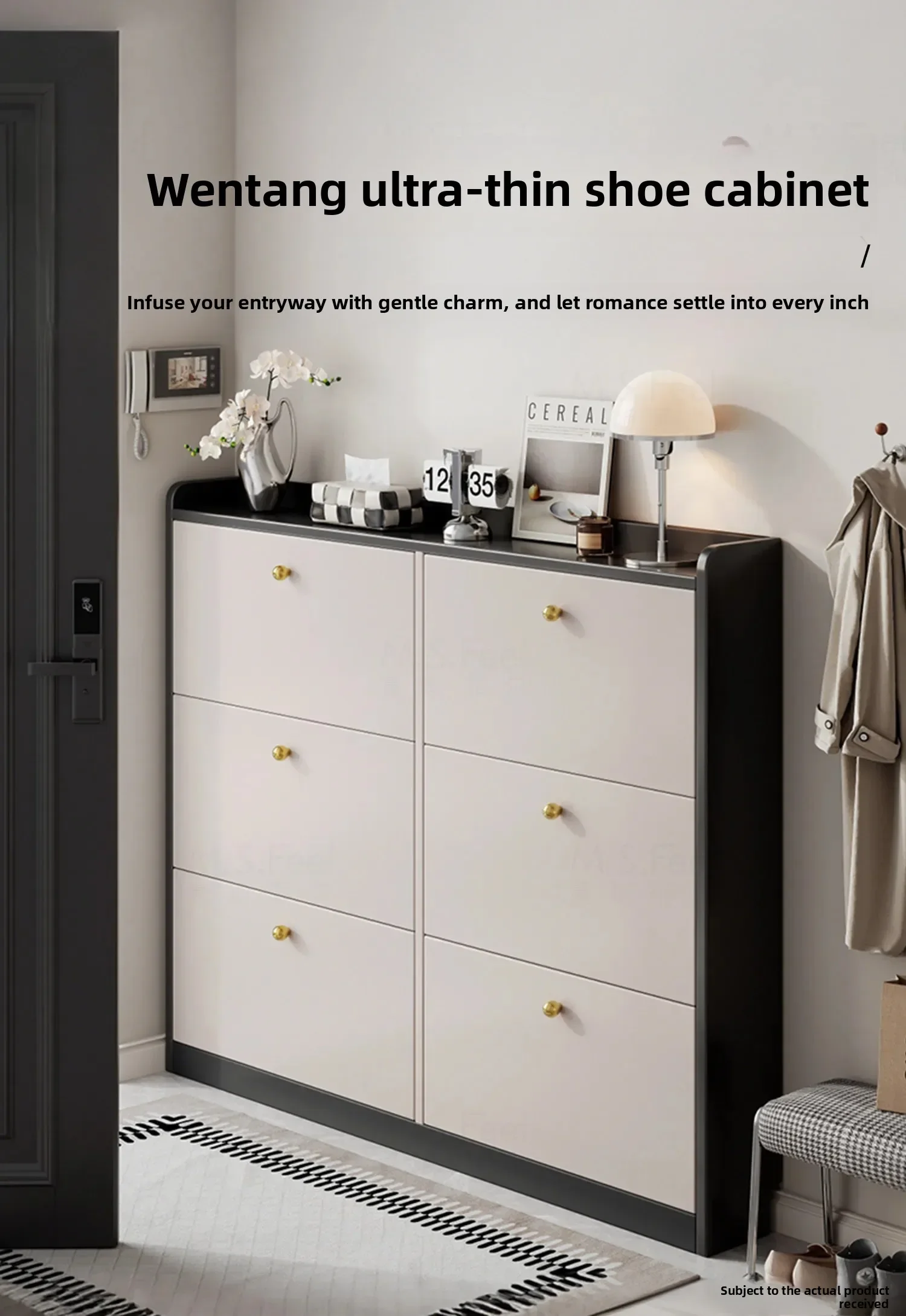 Ultra-thin For Home Use, Light Luxury Entrance With Narrow Door, Indoor Integrated Shoe Cabinet Against The WallX14