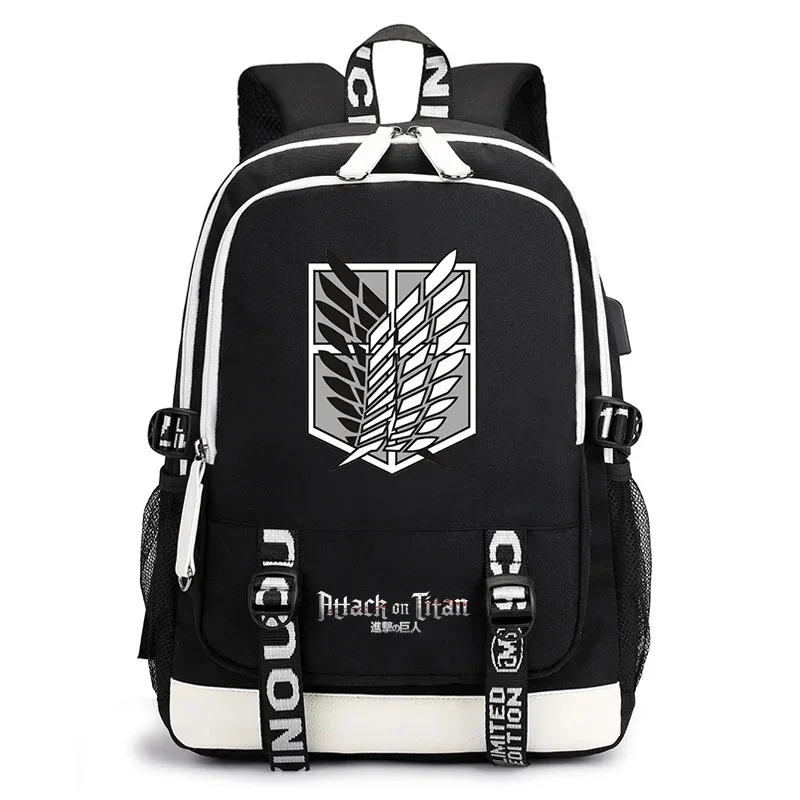 Anime Attack on Titan Gedrukte Rugzak Tienermode Outdoor Straat USB Rugzak Grote Capaciteit Rugzak School Schooltassen