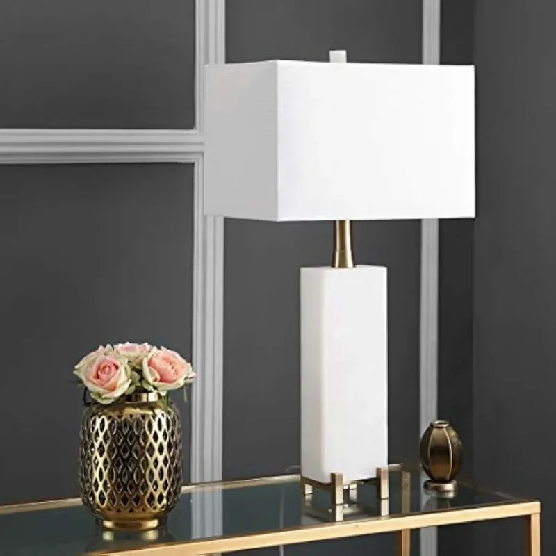 Collection Sloane Alabaster White/ Brass Gold 30-inch Bedroom Living Room Home Office Desk Nightstand Table Lamp