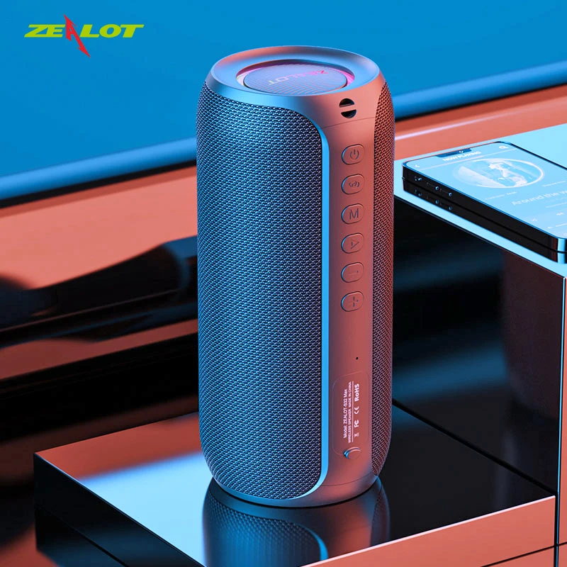 

ZEALOT S32 MAX Wireless Speaker Bluetooth 20W Powerful Bass Stereo RGB Lights Support Microphone AUX Micro SD Card USB Disk