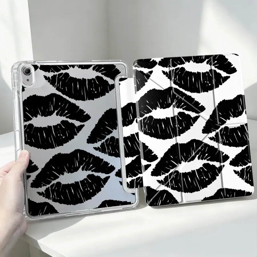 With Pen Slot Cover Tablet Case For iPad Air 8 M2 M3 3 Mini 7 6 5 11th 12th 10th Gen Pro 13 2025 2026 9th Sexy Red Lips