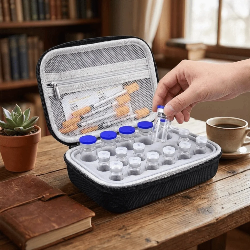 Shockproof Insulin Vial Storage Case Groove Fixation Waterproof Pill Storage Box Drop-proof Polyester Insulin Cooling Bag