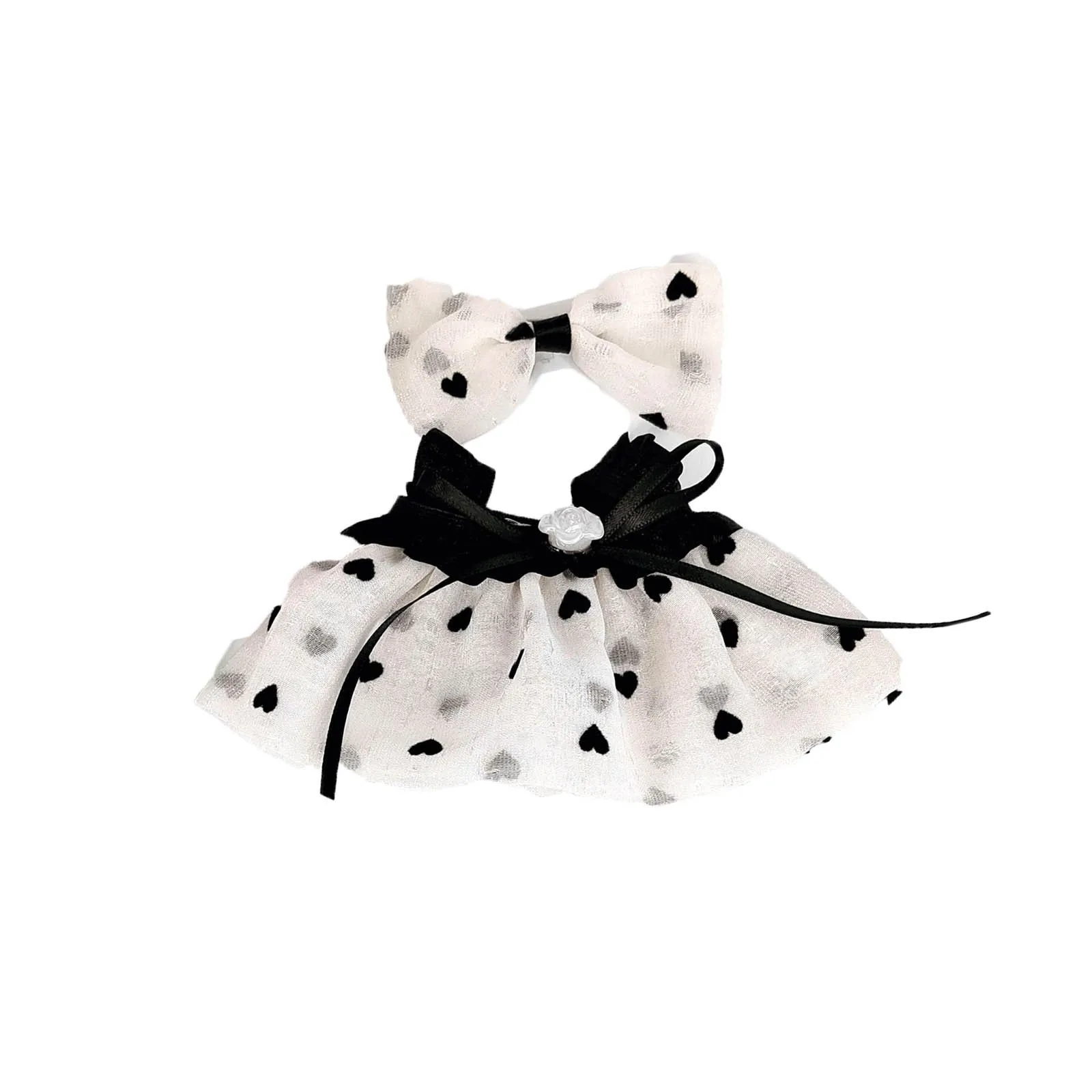 17cm 미니 봉제 인형 의류 복장 액세서리 한국 Kpop Labubu 아이돌 블랙 프린세스 거즈 스커트 의류