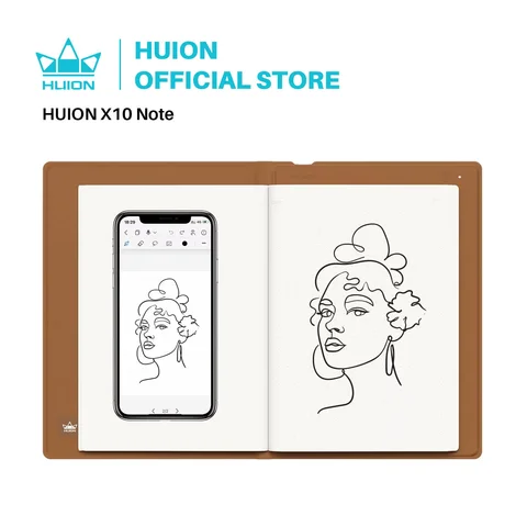 HUION Note 2-in-1 디지털 노트북 드로잉 태블릿, 배터리가 필요 없는 펜, Bluetooth 무선 종이 태블릿 전자 쓰기 패드