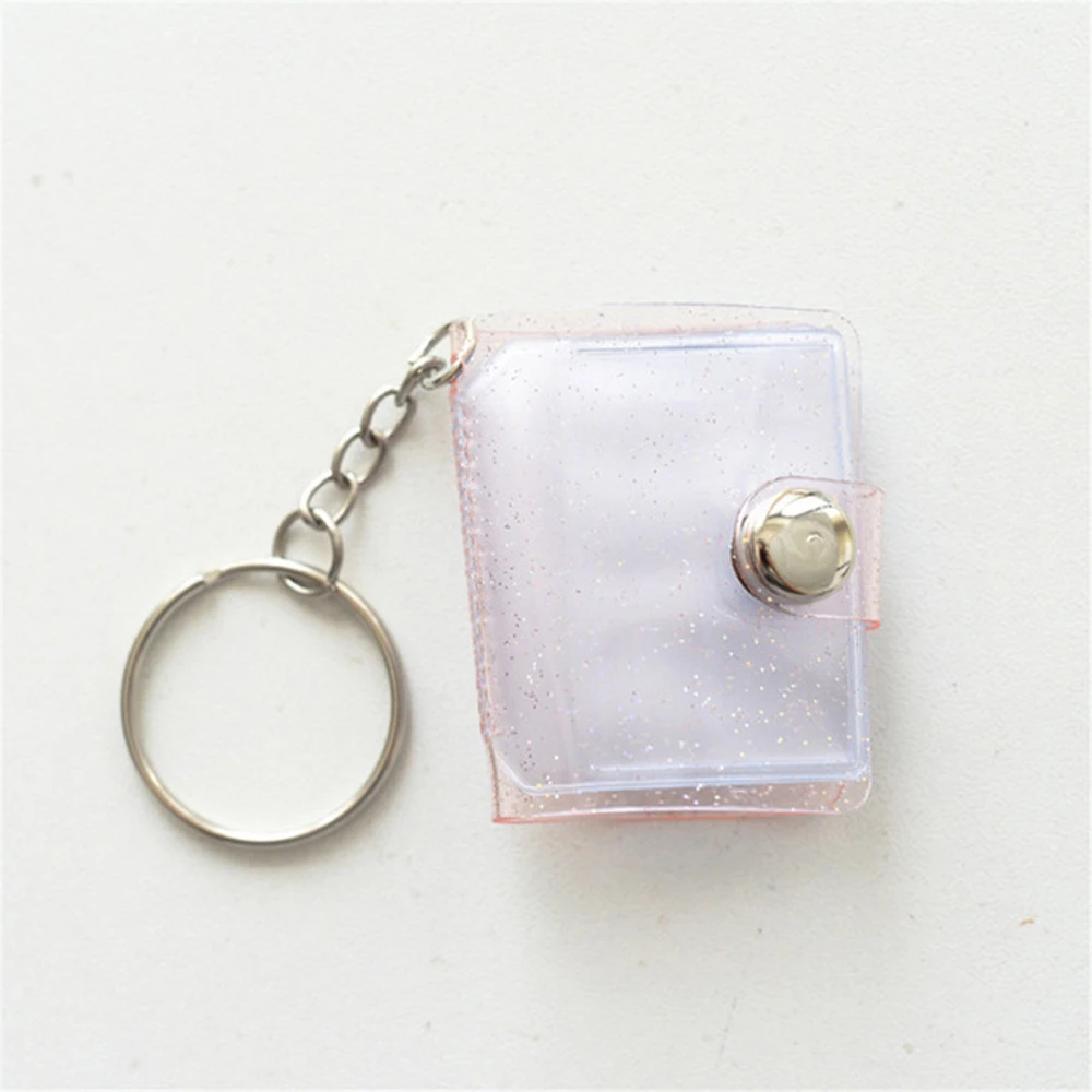 Jelly Color Transparent 1 Inch 16 Pockets Card Stock Photos Holder Keychain Photo Card Holder Binders Albums Mini Photo Album