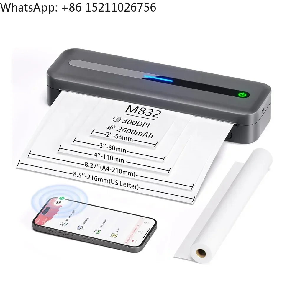 M832 A4 Printer HD Mini Inkless Transfer Storage Writing Paper Photo Document Office Home Printers Portable Thermal BT Printing