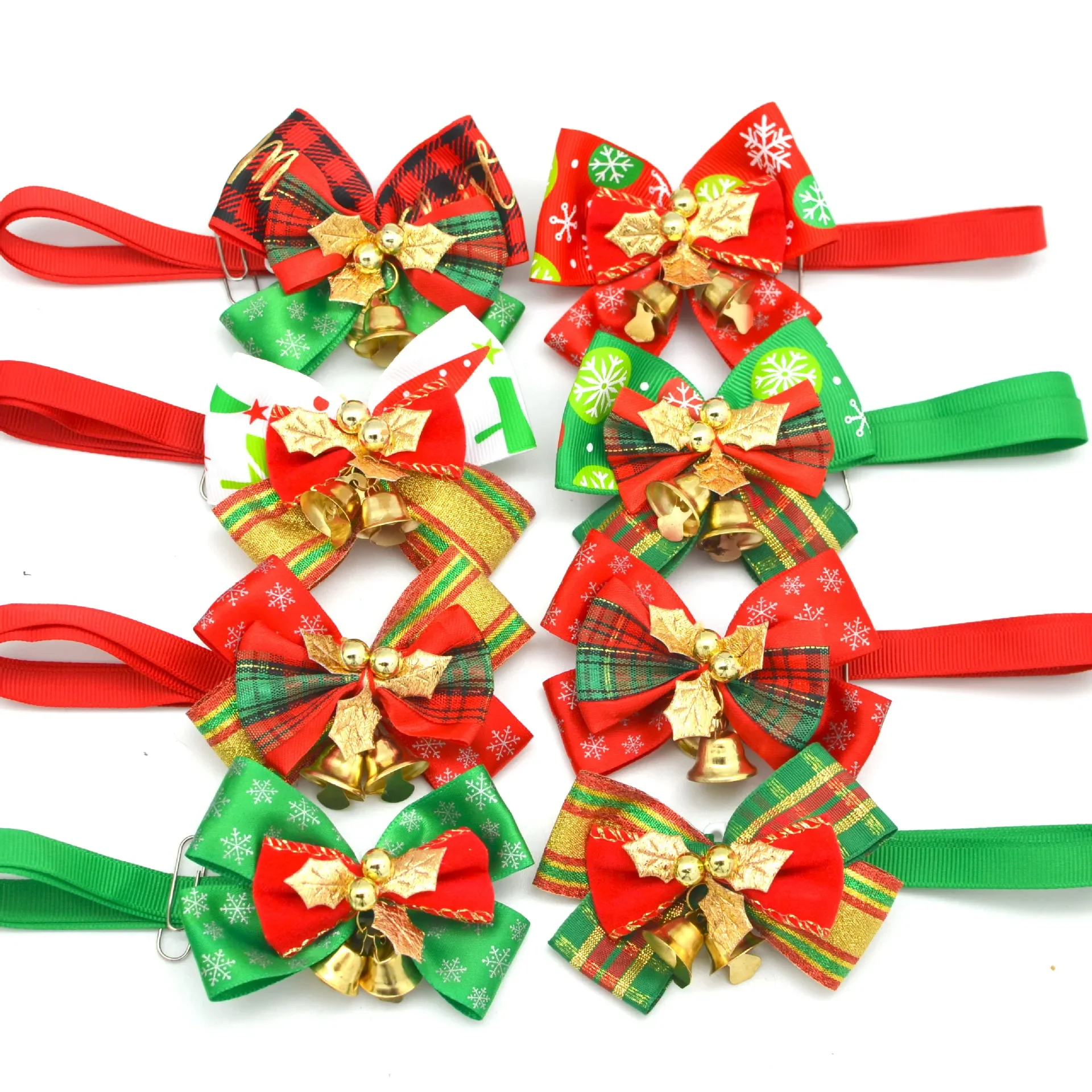 50pcs/lot Christmas Pet Bow Tie with Cute Bell Pet Tie Kitten Puppy Tie Christmas Dog Bowtie  Accessories