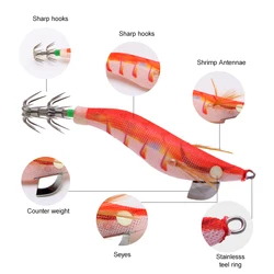 Cebo de camarón luminoso de madera con plomo para pesca en mar