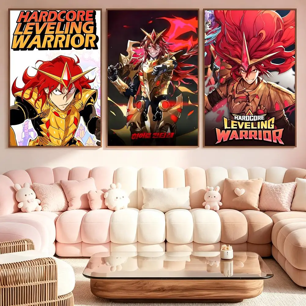 manhwa Hardcore Leveling Warrior Poster Poster Kawaii Self Adhesive HD Wall Print Cute Home Bedroom Room Aesthetic Decor Gift