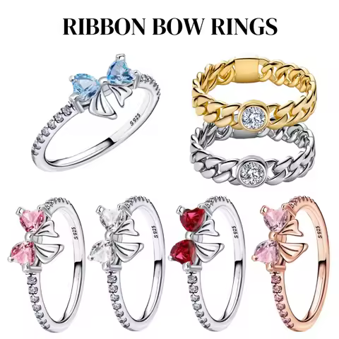2024 New 925 Silver Ring Zircon Shining Bow Ring Original S925 Finger wedding Ring DIY Women Fine Jewelry Gift