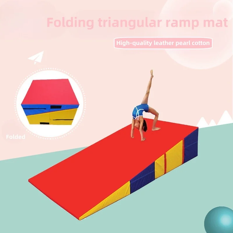 Gym mat Tilt mat Folding ramp Triangle gym mat Children's fitness software slide 120*60*35cm indoor/outdoor
