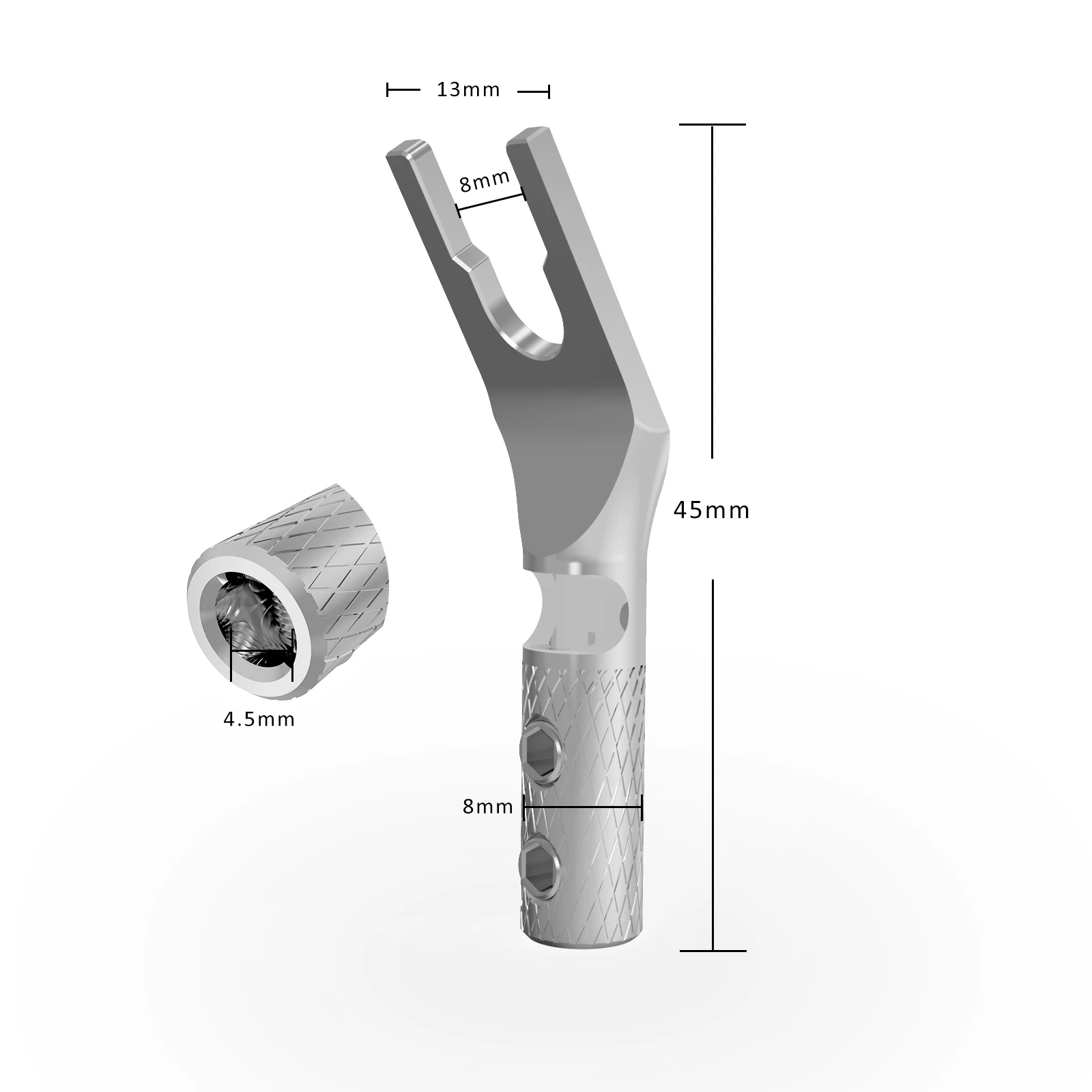8 Pieces Pure Copper Rhodium Plated Y Spade Connector Plug Fork Connectors Plug Loudspeaker Cable Speaker Cable Jack