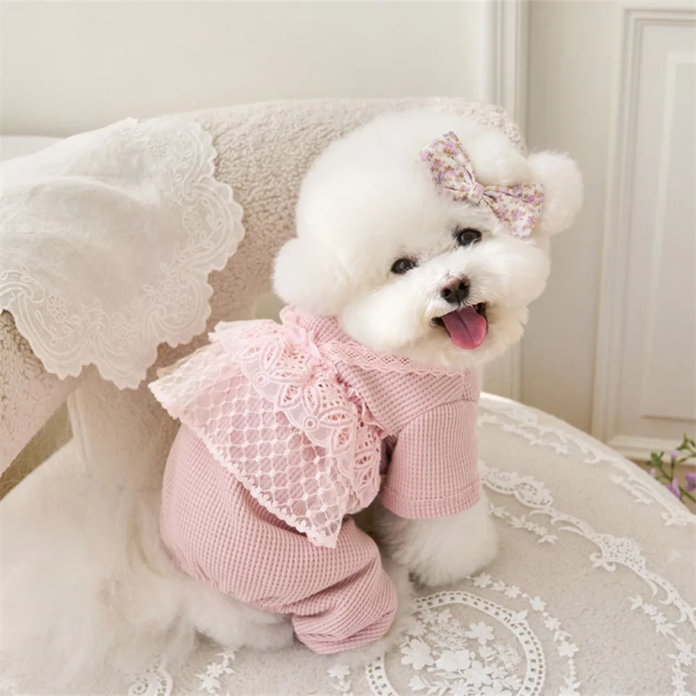 

Pet Supplies Lace Camisole Pet Spring Summer Jumpsuit Waffle Lace Soft Pet Four Legged Coat Breathable Cat Clothes Kittens