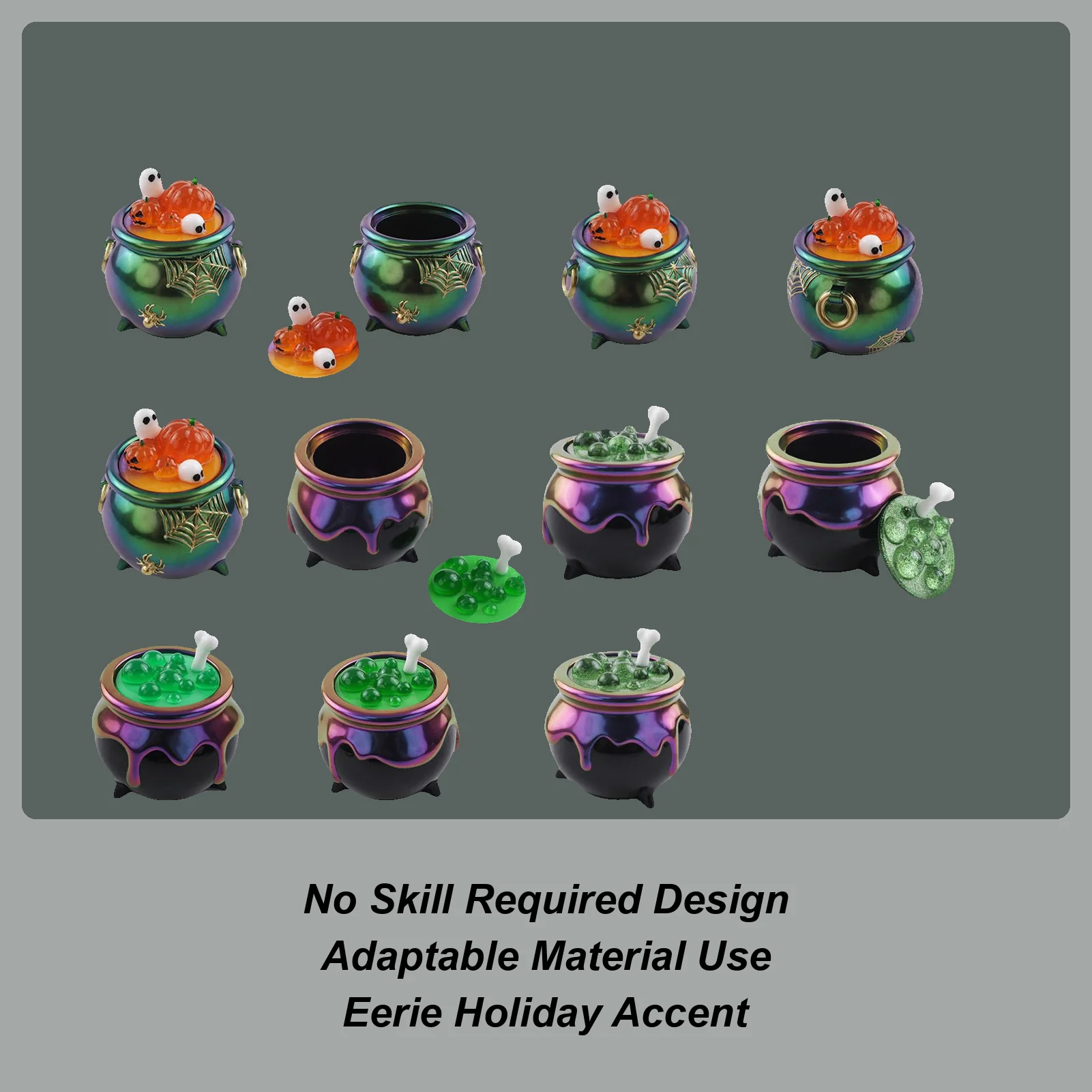 Halloween Witch Cauldron Silicone Mold Epoxy Resin Halloween Crucible Pumpkin Mold Easy Release Mould Crafting Supplies