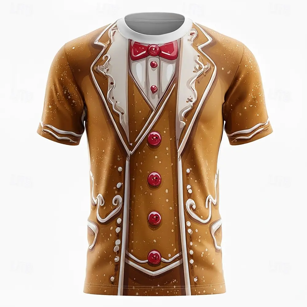 2025 Christmas  3D Costume T Shirt for Men,Funny Cookie Suit Design,Christmas Outfit for Ugly Sweater Day or Xmas Gathering 2025