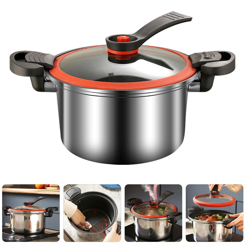 

Micro Pressure Low Pressure Pot Stainless Steel Cooker Household Soup Pot Double Handle Nonstick Easy Clean Household Saucepan