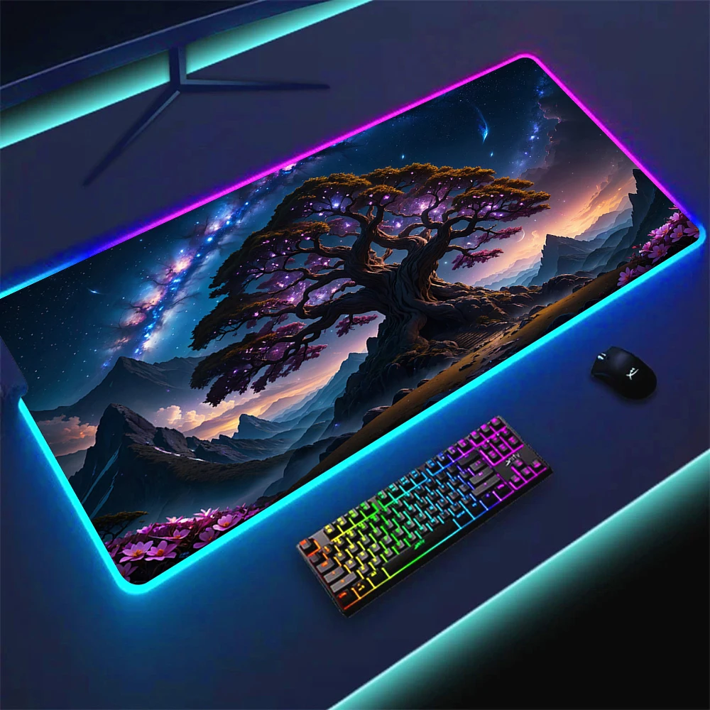 Gaming Setup Accessories Rgb Anime Nature Landscape Mouse Pad 50x100CM Computer Mat Gamer Desktops Mousepad Backlight Desk Pads