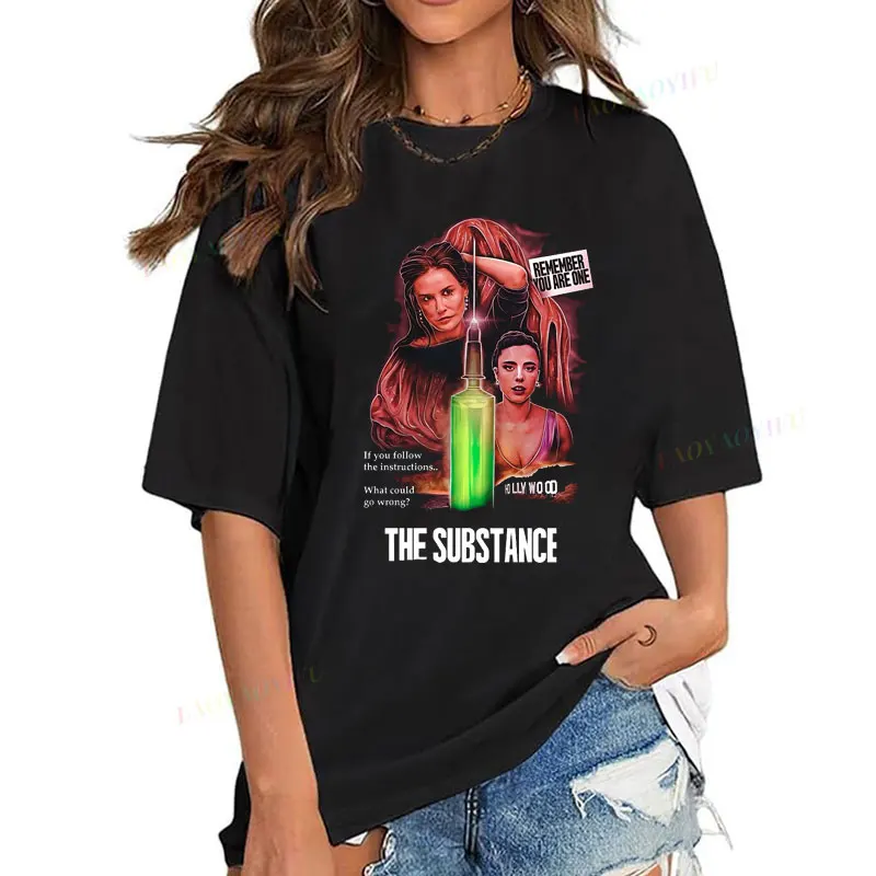 Hot Popular Horror Movie The Substance T Shirts Vintage Style Short Sleeve Round Neck Camiseta Hombre Women's Graphic Top