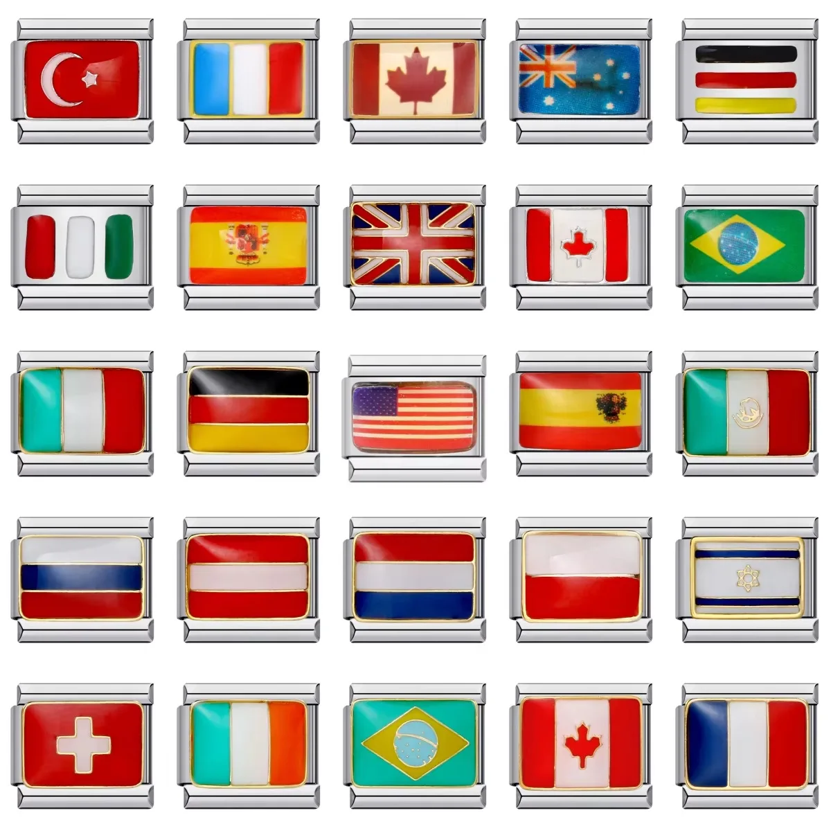 

Italian Modular Bracelet Stainless Steel Oil Drip Welding Pattern DIY Bracelet