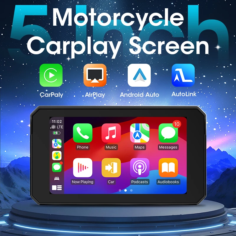Jansite 5'' inch Motorcycle Carplay Navigation GPS Android Auto Motor IPS Screen IP67 Easy to Install Universal