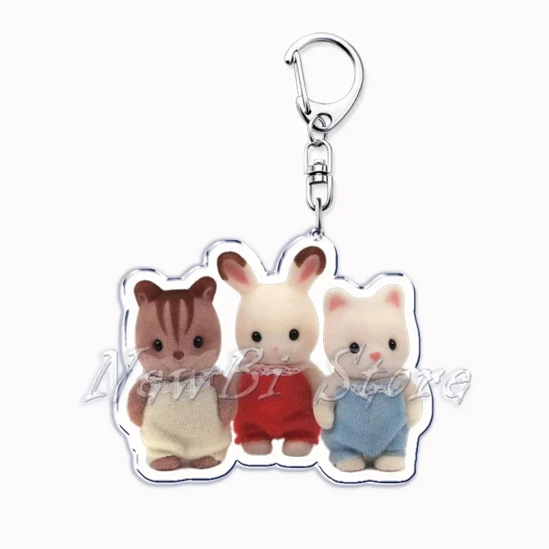 Hot Y2k Cartoon Cat Rabbit Bear Animals Doll Acrylic Keychains Keyring for Accessories Bag Pendant Keyring Jewelry Fans Gifts