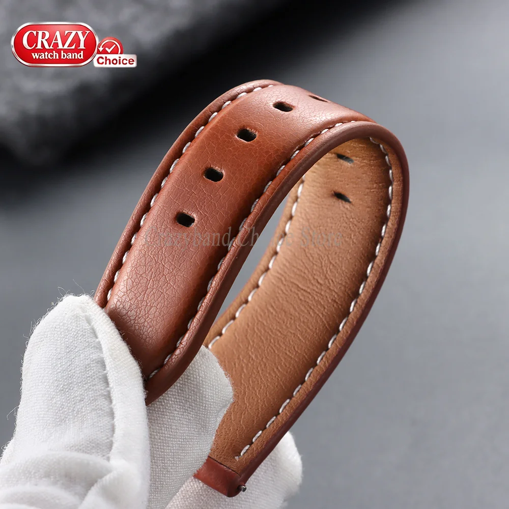 20mm 22mm Oil wax Leather Watch Band Soft Universal Quick Release Wristbelt Business Brown Strap Women Men Bracelet Accessories