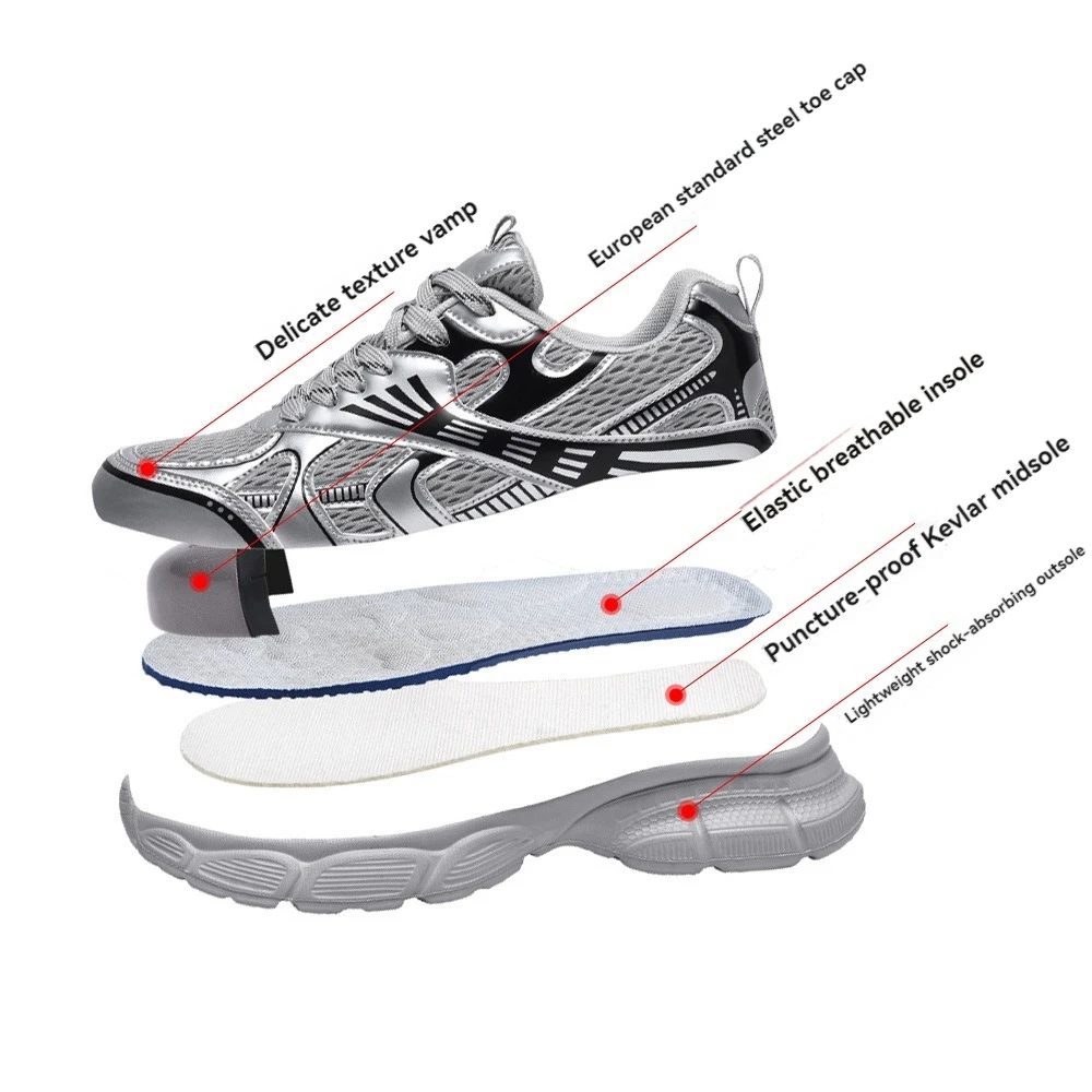 Men Safety Shoes man Lightweight Comfor work shoe womensecurity steel toe Sneakers Breathable Non-Slip summer Hiking work boots