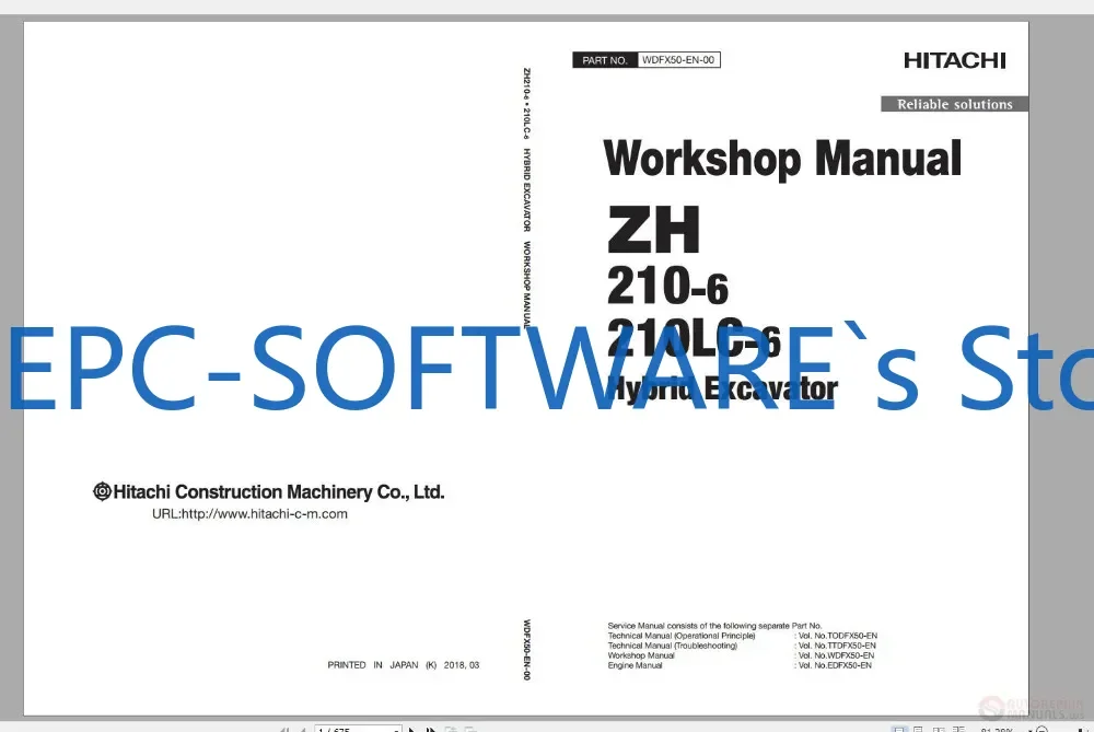 

EPC-OFTWARE Hitachi Full ExcavatorShop Ручной набор 2019