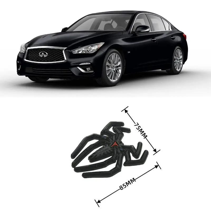 

2pc 3D Metal Black Widow Spider Logo Car Sticker For infiniti Q50 ex30d ex37 fx35 fx45 fx37 fx50 g37 G37 Coupe m35 m45 QX80 QX60