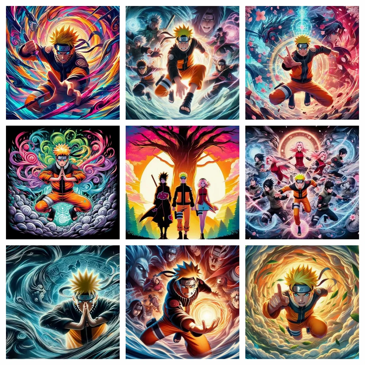 2024 neue Naruto Shippuden 5D DIY Diamant Malerei Japanische Cartoon Kreuz Stich Kunst Mosaik Runde Stickerei Wohnkultur Kinder Geschenk
