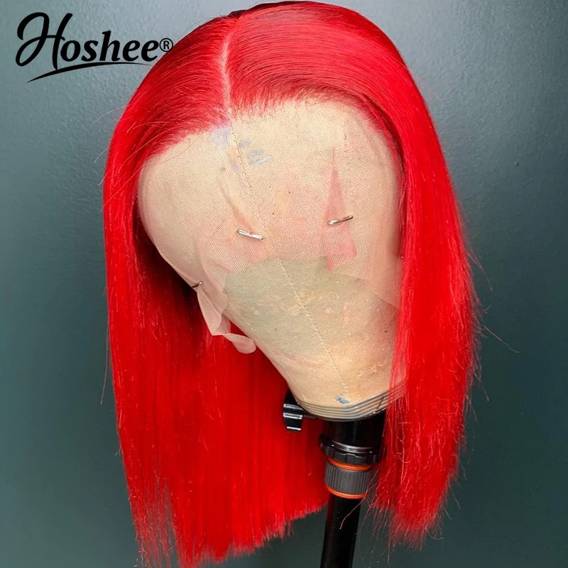 Peluca de cabello humano liso y corto para mujer negra, postizo de encaje Frontal, corte Pixie, color brasileño transparente, 13x4, HD, a la venta