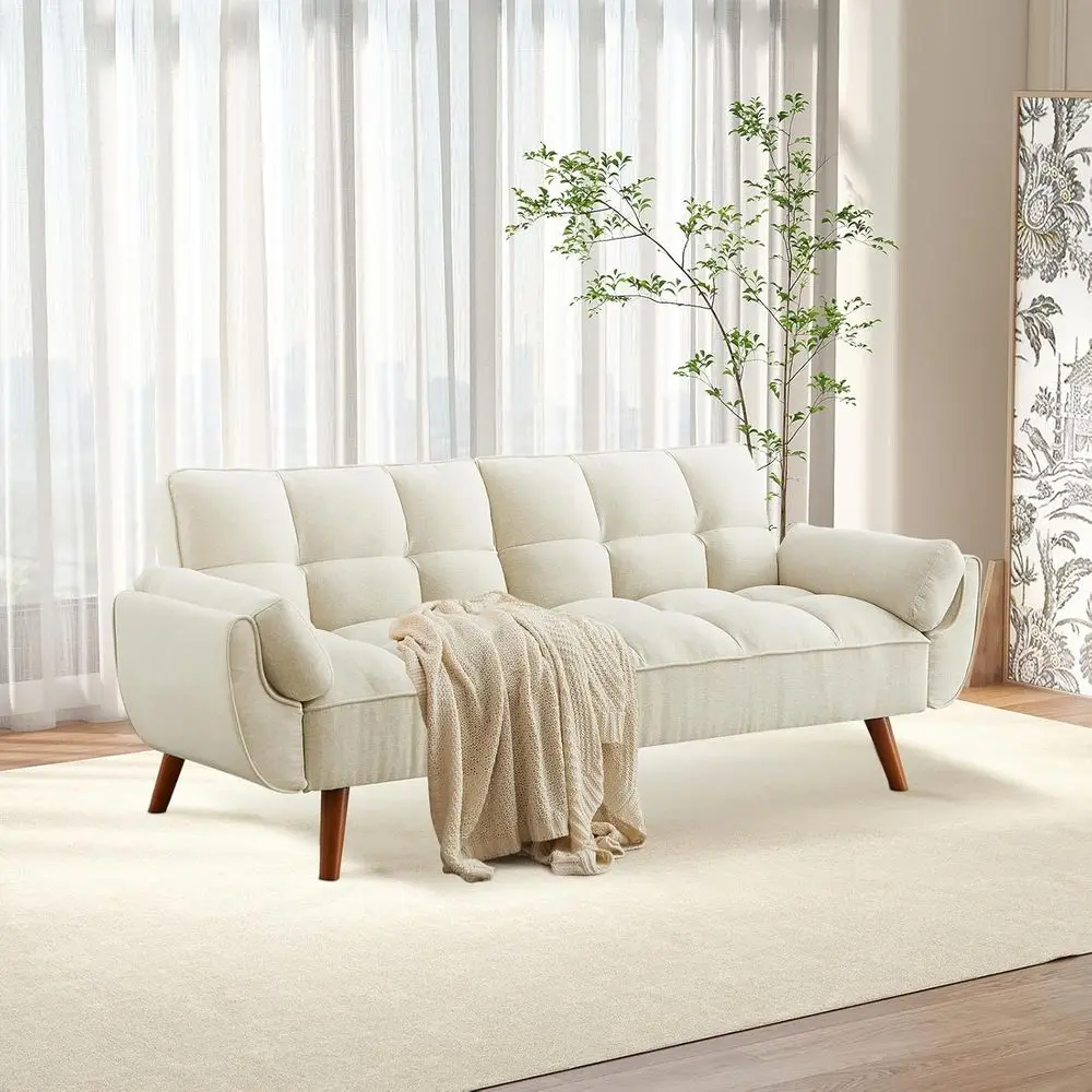 

75 Inch Convertible Sofa Bed, Adjustable Backrest Sleeper Couch for Small Spaces, Suitable for Living Room, Bedroom, and Office