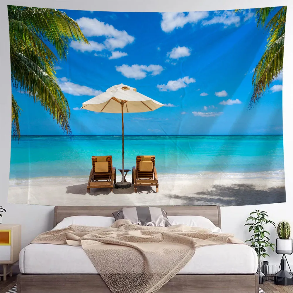 Beautiful Sea Scenery Tapestry Indian Mandala Tapestry Wall Hanging Tapestries Boho Bedroom Wall Rug Couch Blanket 6 Size