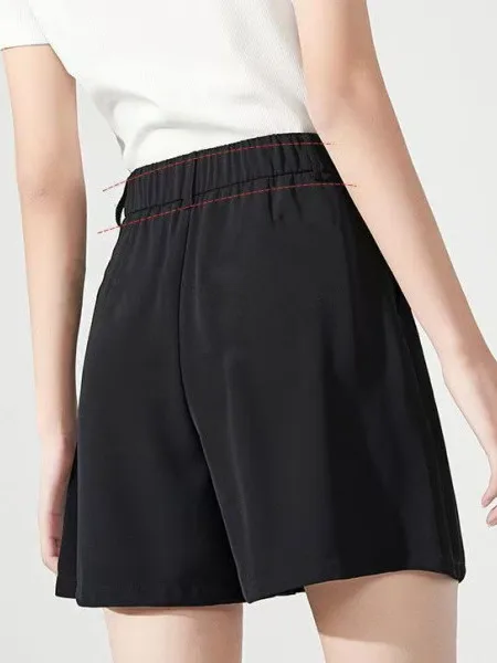 

Шорты женские летние в уличном стиле, с высокой талией, свободного кроя, черные, модные, дышащие, из полиэстера, прямые, широкие штанины