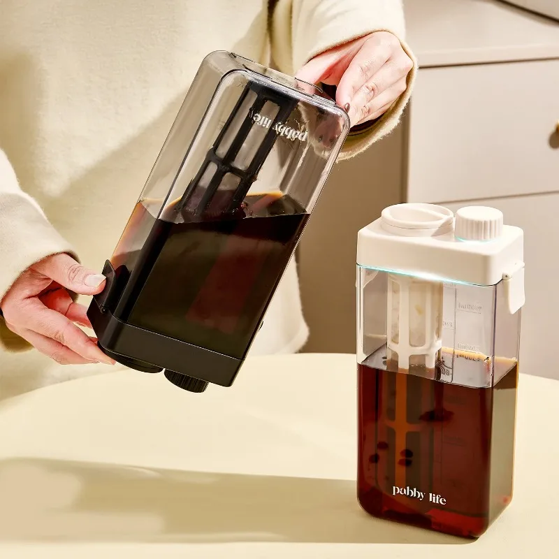 Portable Square Cold Brew Coffee Maker Large Capacity Leakproof Cold Brew Pitcher with Removable Filter Food Grade PP