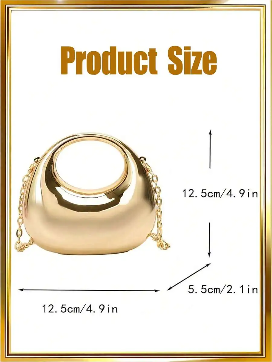 

Acrylic Half Moon Clutch Bag With Chain Strap For Women Party Evening Use