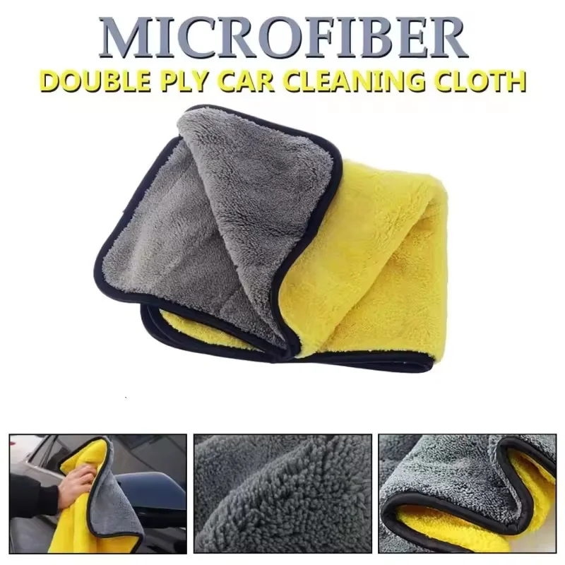 Microfiber Double Layered Cloth Towel Set Extra Thick Plush Microfiber Cleaning Cloths for Household Auto Cars Interior Exterior