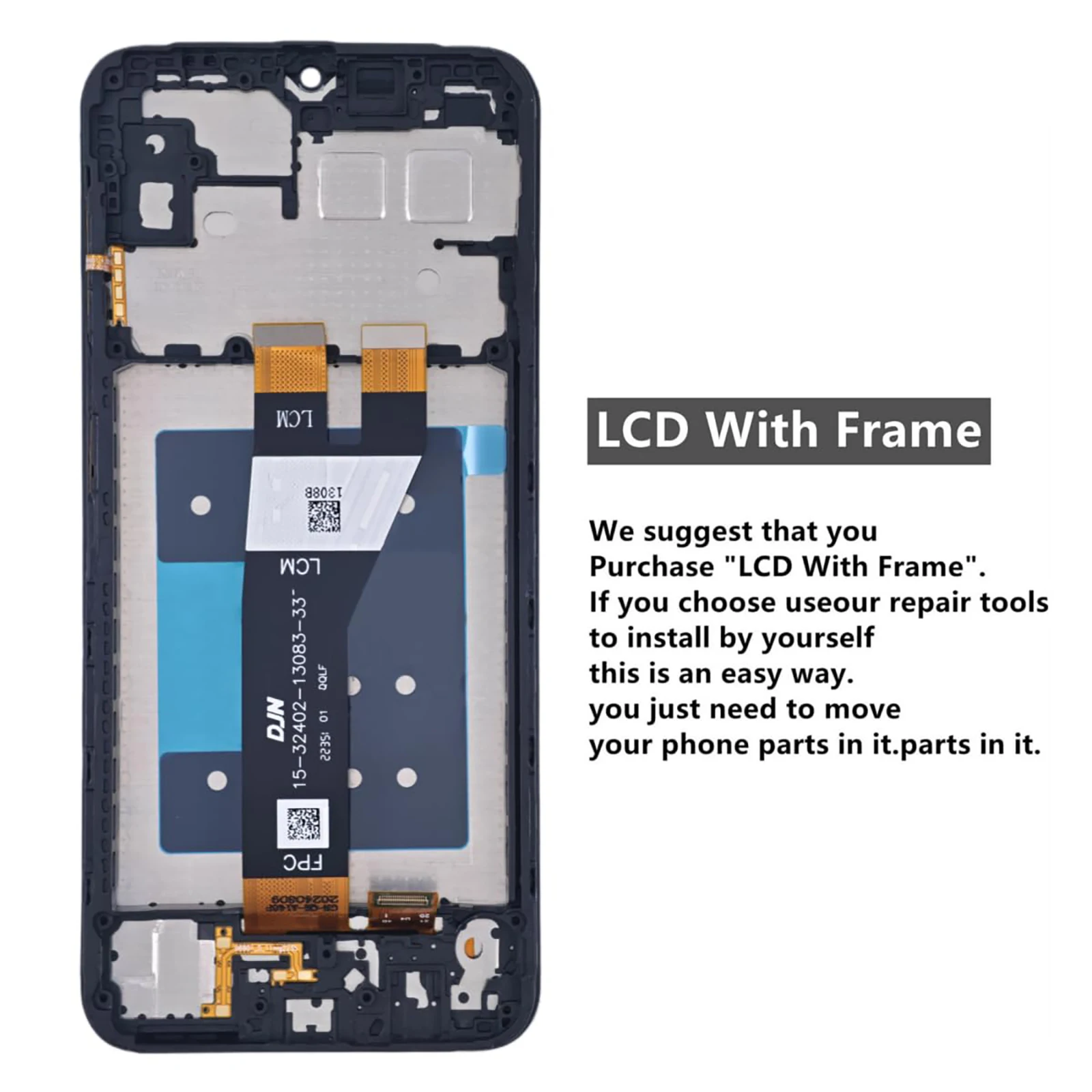 Screen Replacement for Samsung A14 5G with Frame, LCD Display Assembly, Repair Tool Included