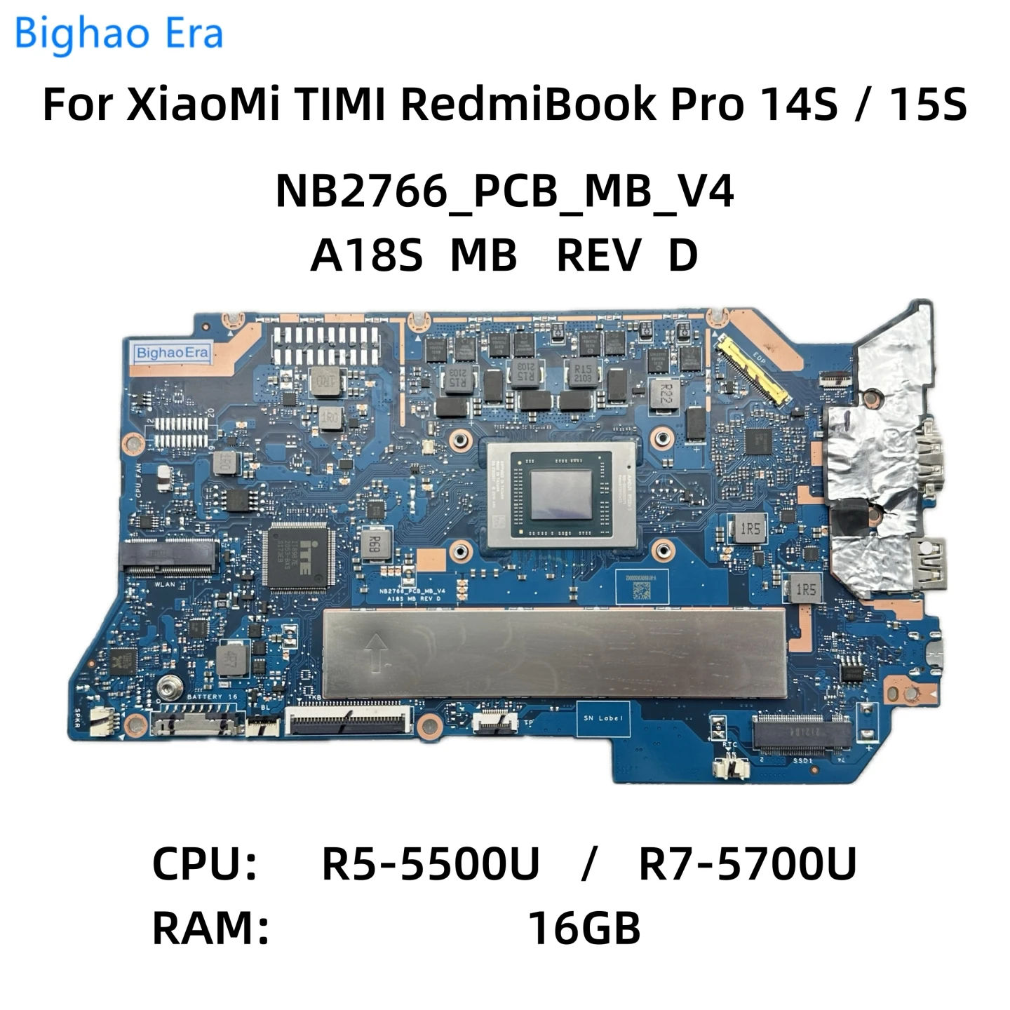 NB2766_PCB_MB_V4 For XiaoMi TIMI RedmiBook Pro 14S 15S XMA2006-RJ Laptop Motherboard With R5-5500 R7-5700 CPU 16GB-RAM