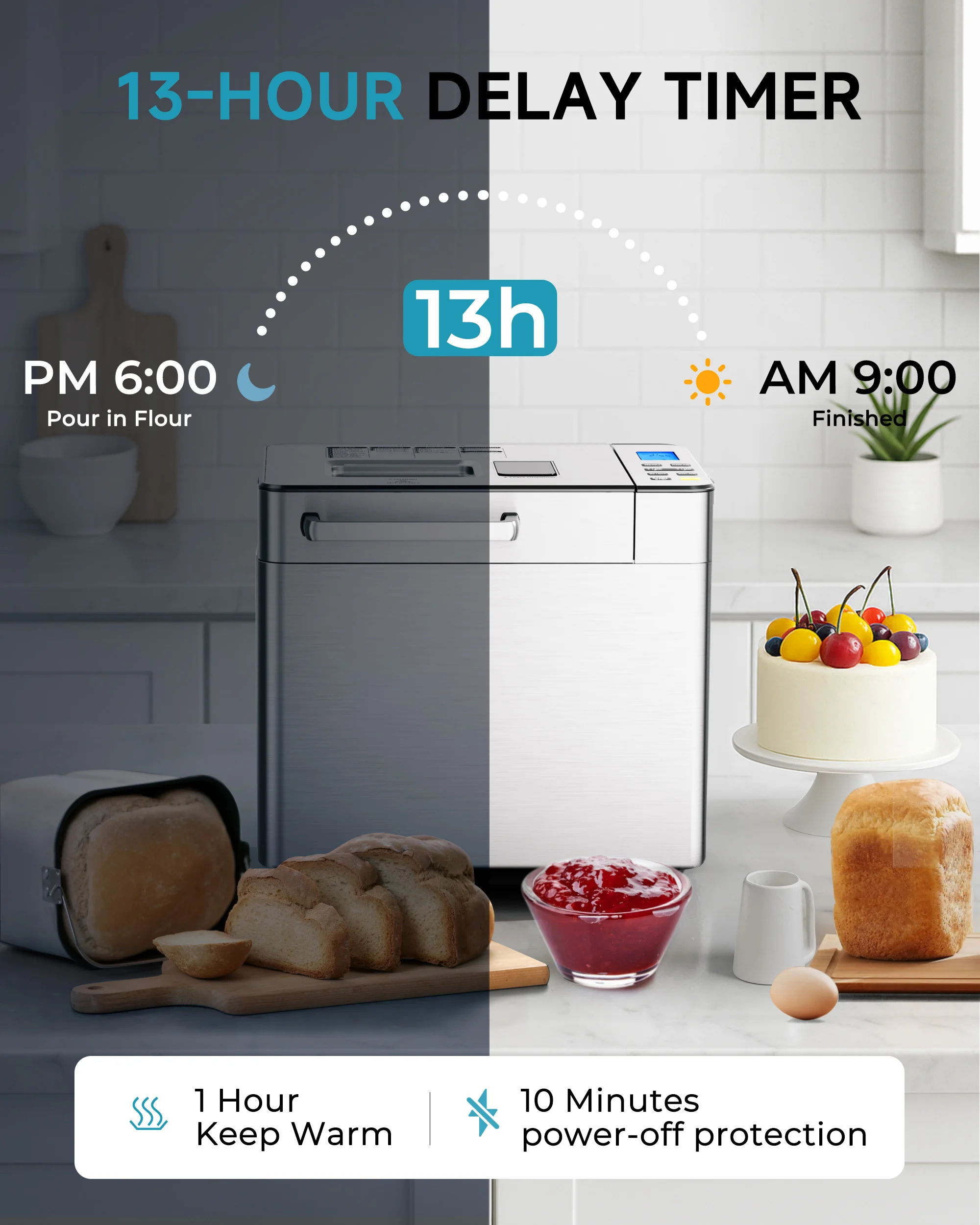 Bread Maker,2lbs Capacity,25 Programs,3 Bread Sizes and Crust Colors to Choose,Recipe Book Included,Prefect for Kitchen,Gift