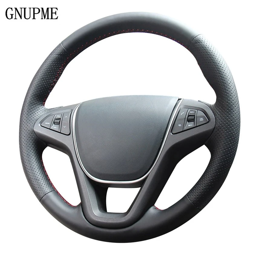 DIY Black Artificial Leather Car Steering Wheel Covers Case for Chery Tiggo 5 2013-2016