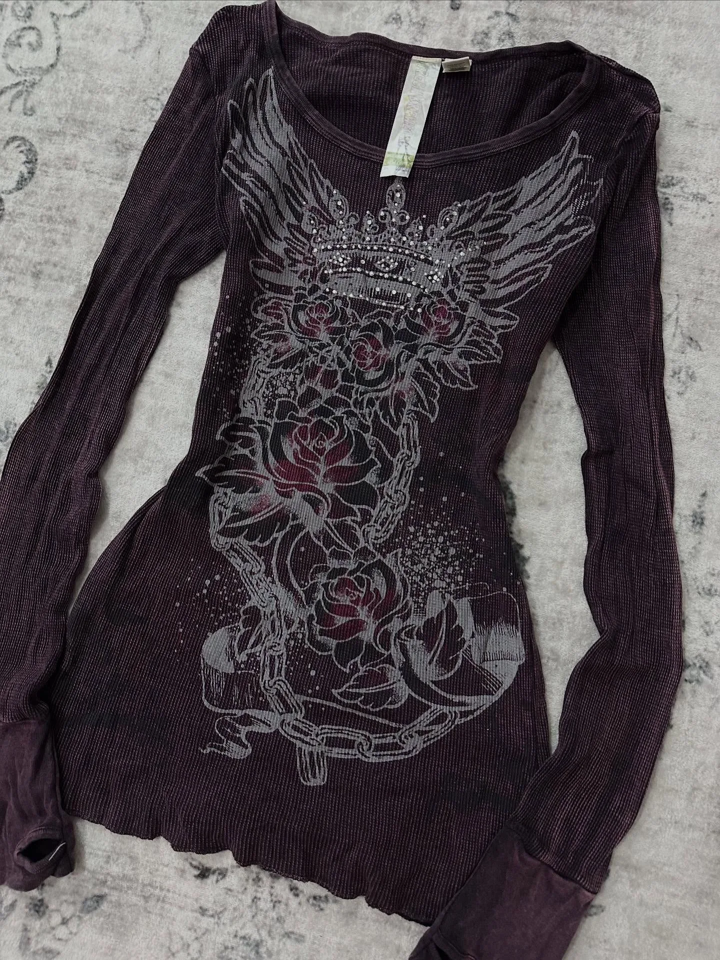 2026 Herbst Subkultur Gothic-Stil Retro Spicy Girl Heißprägedruck Trend Langarm-Oberteil – Detail 4