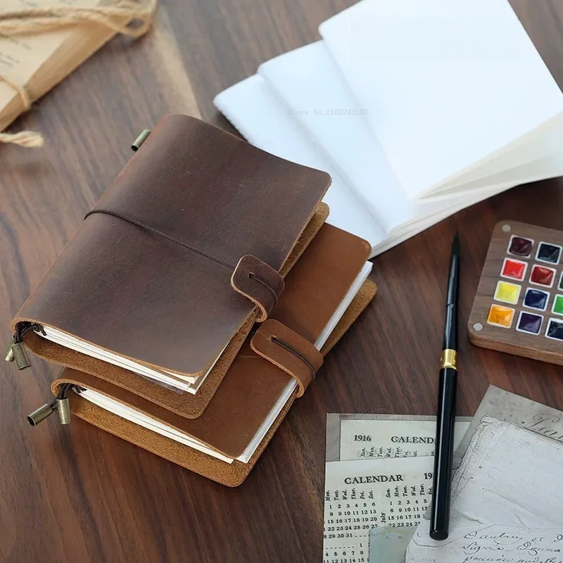 New Leather Handmade Retro Watercolor Book Travel Sketch Hand Account Water Color Painting Creation Portable Hand Painting Book