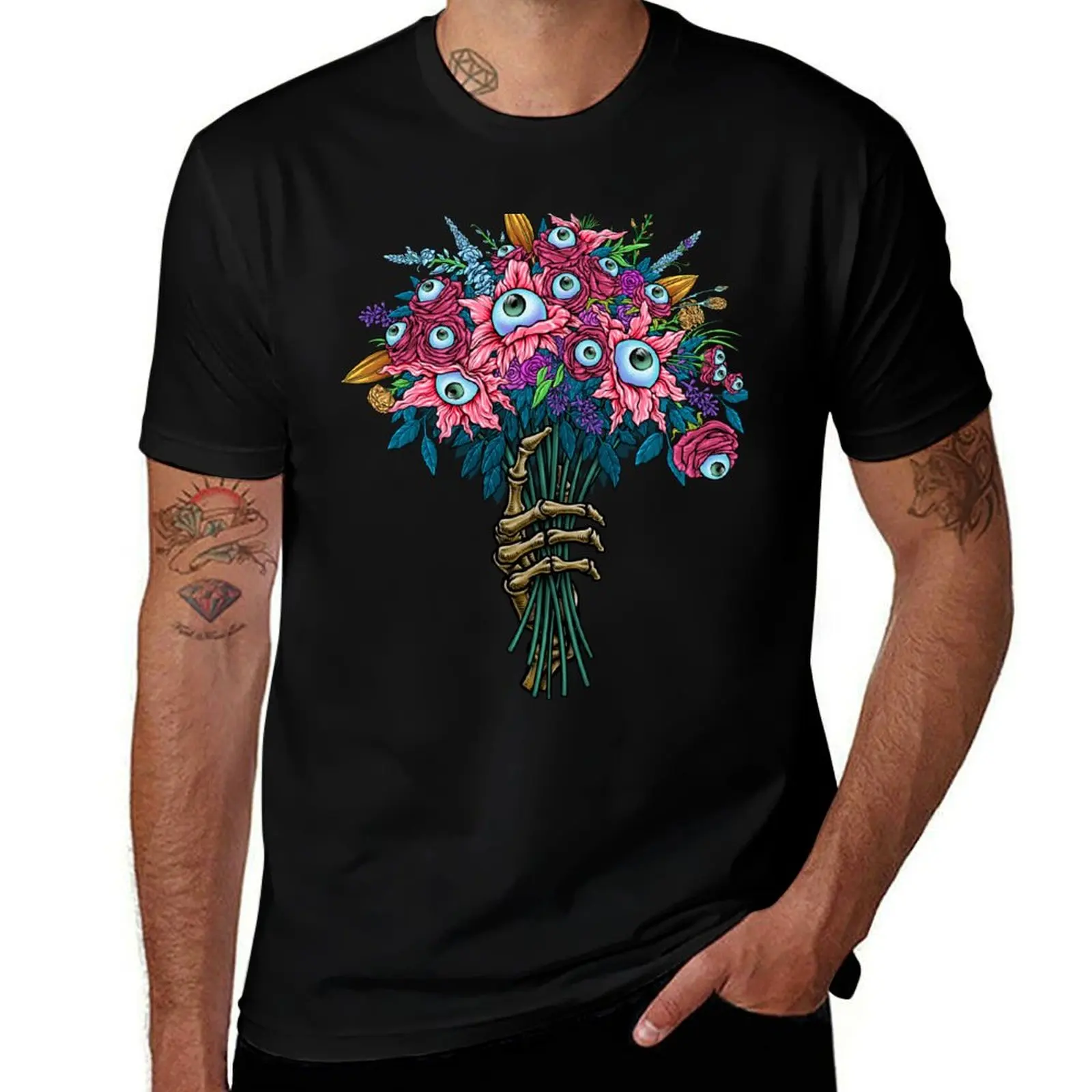 

spooky eyeball monster bouquet T-Shirt vintage graphic tee quick drying baggy shirts graphic shirts luxury clothes men