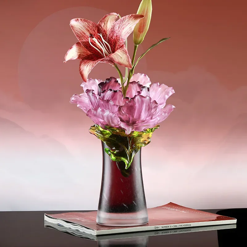 Glazed Peony Lampshade Tray Cross Border Lighting Accessories Home Hotel Engineering Decoration Flower Craft Art Piece