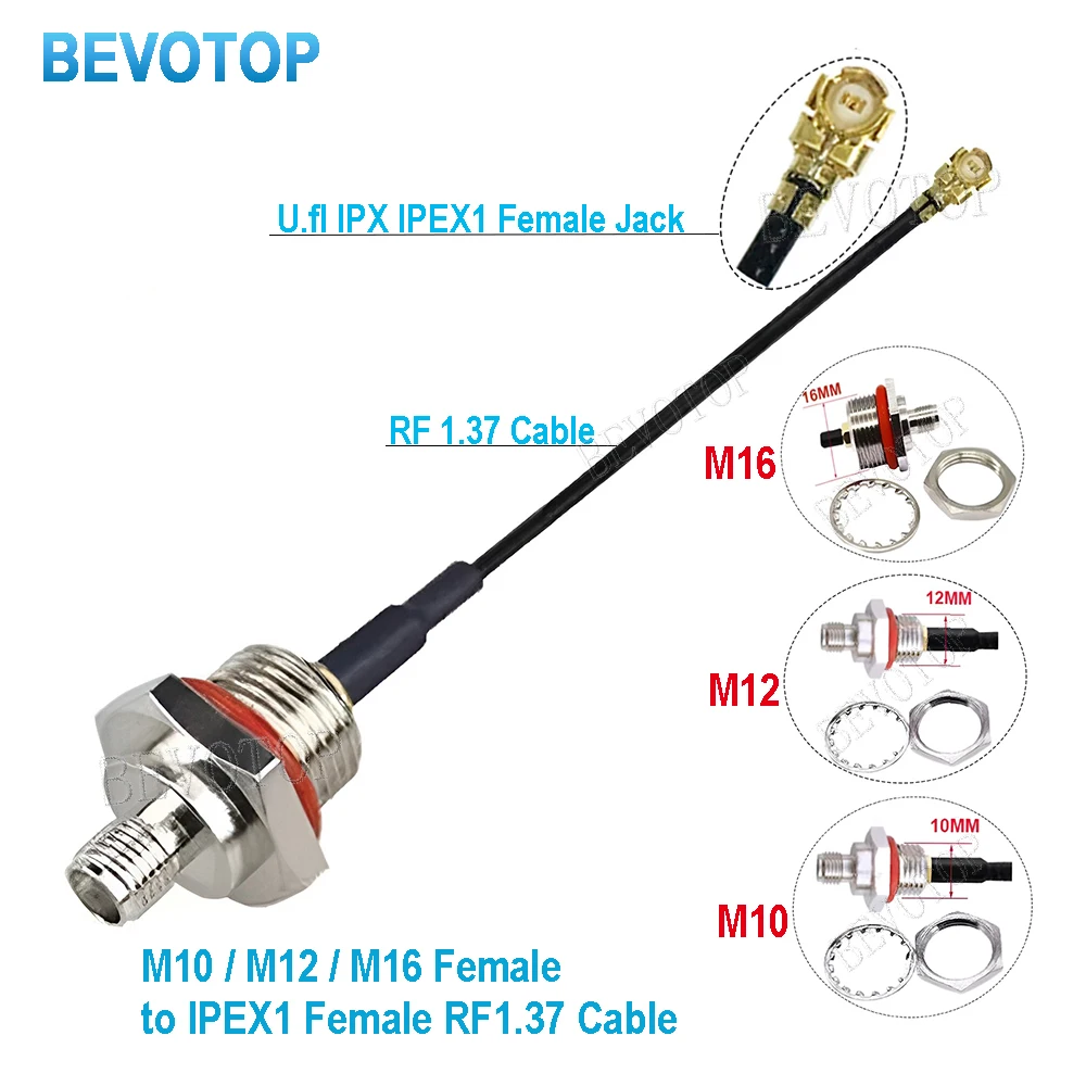 

1 шт. RF1.37 кабель водонепроницаемый M16/M12/M10 SMA/ RP-SMA гнездо к U.fl IPEX1 гнездовой разъем косичка удлинитель антенны SMA IPX перемычка