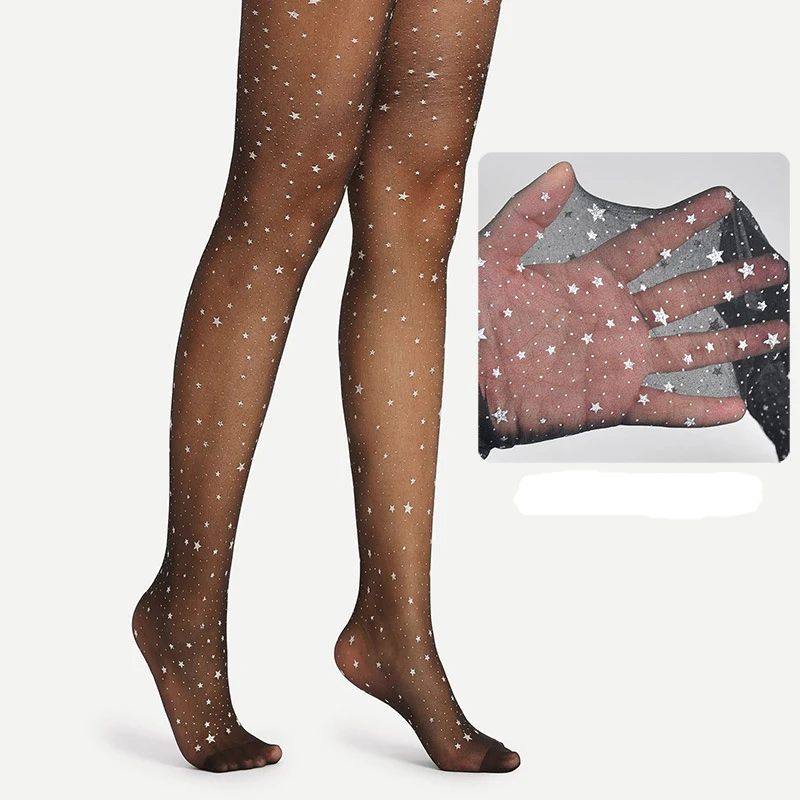 Star Pattern Pantyhose Women Tights Carnival Party Dress Wear Lingerie Sexy Panty Transparent Shiny Pantyhose Tights Luxury